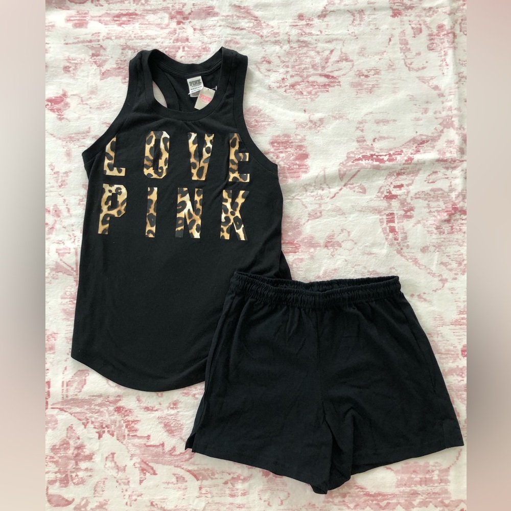 New VS PINK Cheetah print tank top size XS with GLIDAN Shorts size S
